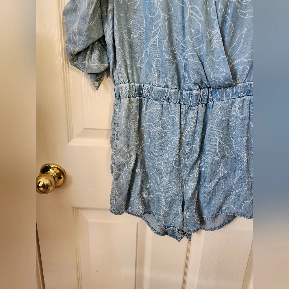 Cloth & Stone Light Blue Floral Jumpsuit Romper Floral XS